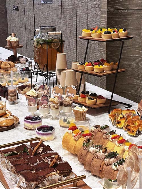 多層甜點塔與手作塔派，精緻企業下午茶外燴｜森の魚下午茶外燴佈置｜森之魚外燴