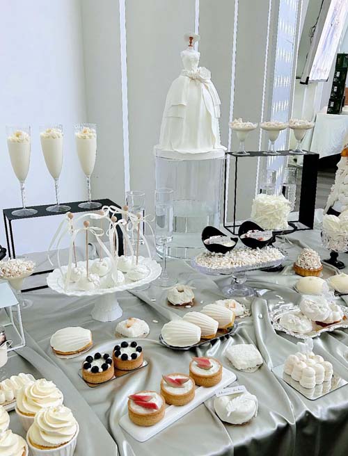 純白婚禮主題甜點桌，白色系下午茶佈置｜森の魚下午茶外燴佈置｜森之魚外燴