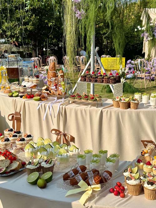 戶外花園下午茶派對，水果塔與馬卡龍甜點｜森の魚下午茶外燴佈置｜森之魚外燴