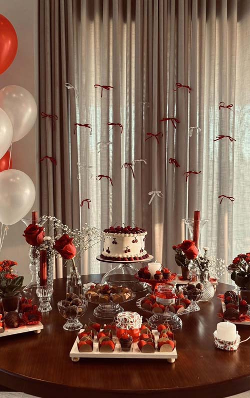 紅白派對甜點桌，櫻桃主題｜森の魚派對佈置｜森之魚外燴