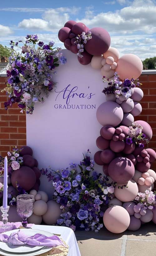紫色氣球與花藝畢業派對佈置｜森の魚派對佈置｜森之魚外燴